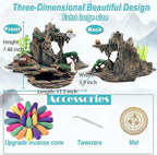 Mountain Waterfall Incense Burner，Backfall Incense Holder River, Incense Falls Meditation Decor for Room with Upgrade Incense Cones and Accessories (Mountain)