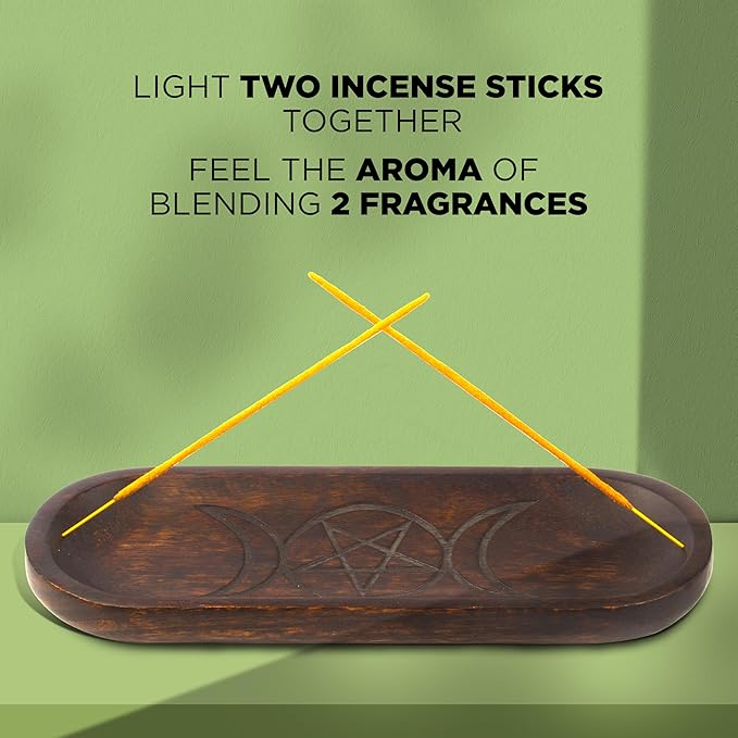 raajsee Incense Holder Hand Carved -Incense Burner Holder –Ash Catcher - Incense Stick Holder - Meditation & Yoga - Great Gift for Any Occasion Size 11x4 inch