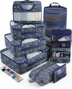 Veken 8 Set Packing Cubes for Travel Essentials, Suitcase Organizer Bags in 4 Sizes, Carry-On Luggage Accessories with Large Laundry & Hanging Toiletry Bag, Must-Have for Airplane, Road Trip & Camping