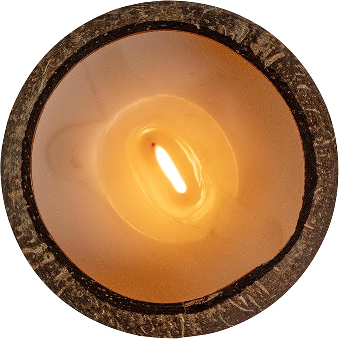 Restaurantware-Coco Casa 3.9 x 2.8 Inch Coconut Shell Candle, 1 Hand Poured Coconut Bowl Candle - Lavender Fragrance, Double Wax Blend, Soy Wax Scented, Wooden Wick