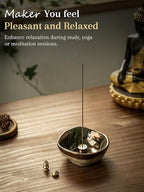 4.25 Inch Incense Holder, Ceramic 4 in 1 Incense Burner, Incense Holder for Sticks with 3 Incense Sockets, Modern Insence-Stick Holder for Bulk Incense, Palo Santo, Gold