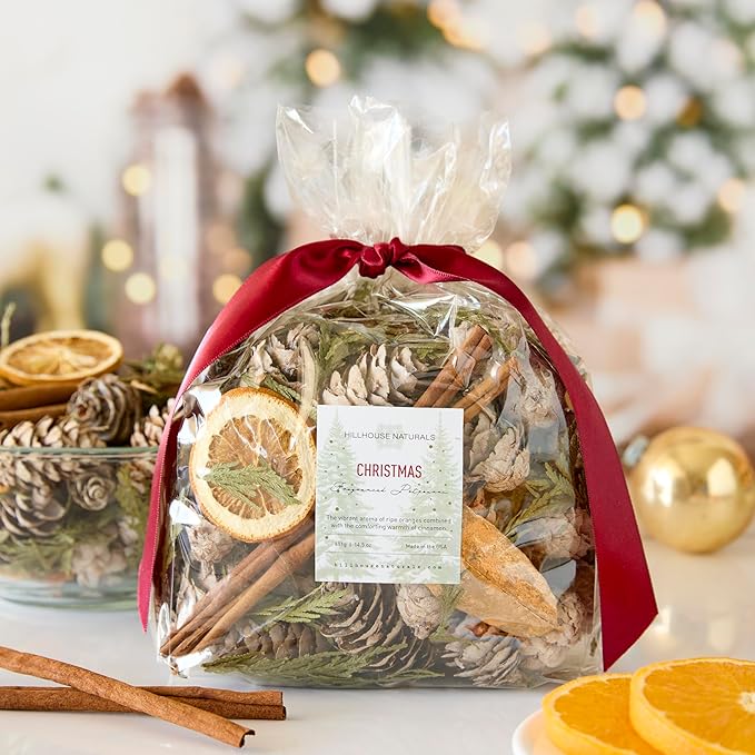 Hillhouse Naturals CMP Christmas Potpourri, 14 oz Enjoy the scent of the holidays all season long. Your home will be filled with the bright scent of ripe oranges and the comfort of cinnamon and spice.