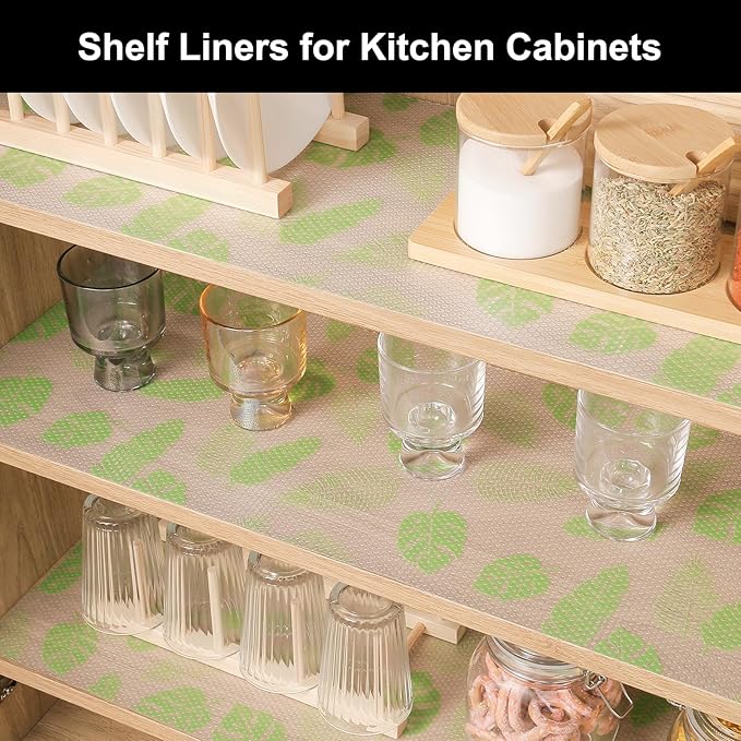 Cooyes Shelf Liner – Premium Non-Adhesive Cabinet & Drawer Liner for Kitchen – Waterproof Shelf Paper with Modern Pattern – Durable EVA Cabinet Mat – Easy to Cut