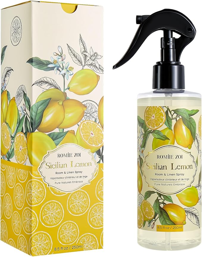 Room Spray Lemon, Air Freshener Spray Made with Natural Plant Extract, Scented Room Spray for Home Fragrance Fabric Spray Freshener 8.5 FL OZ