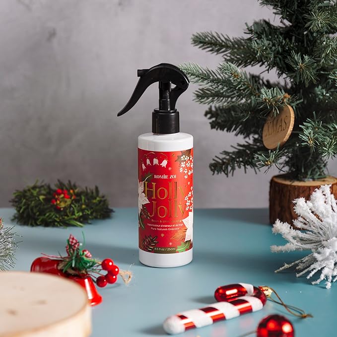 Christmas Linen & Room Air Freshener Spray Room Mist- Holly Jolly - Infused with Citrus & Pine Aroma- 250ml / 8.5 FL OZ.
