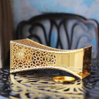 Hand-Carved Charcoal Incense Burner - Bakhoor Burner Magnificent Oud Frankincense Metal Burner for Office & Home Decor - Rust Proof Incense Holders for Yoga Spa Meditation(Gold)