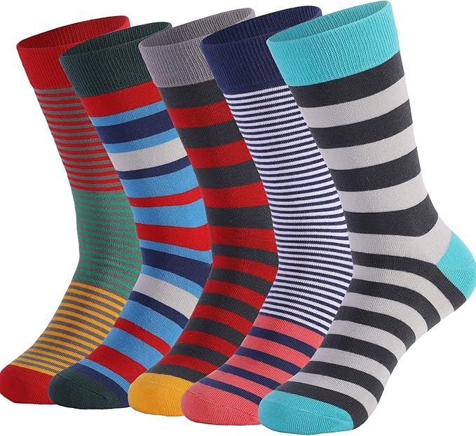 DRASEX Men's Dress Socks Funky Colorful Pattern Cotton Novelty Casual Crew Socks