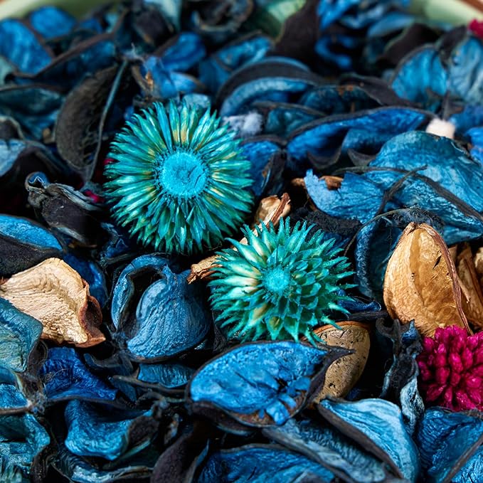 Potpourri Bags, Ocean Breeze Scented Potpourri Bowl Filler Dried Flowers, Vase Filler Decorative, Fragrance Decor for Home Living Room Office, Blue Coastal Beach Decor - 2.8oz (Blue)