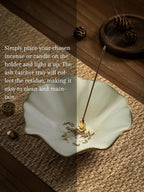 4 in 1 Incense Holder Incense Burner with 3 Incense Sockets, 6 Inch Incense Holder for Sticks, Lotus Cone Incense Bowl, Incense Stick Holder for Meditation Yoga Home, White