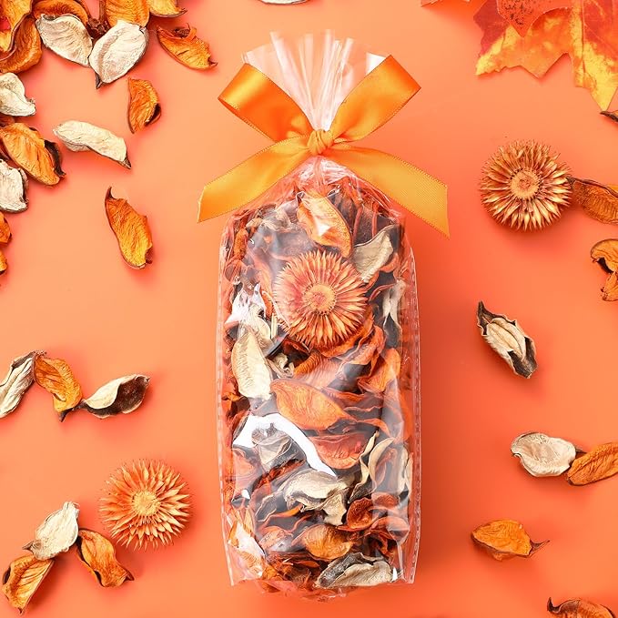 Nuanchu 6 Pcs Fall Citrus Potpourri Bags, Citrus Orange Scented Bowl Vase Filler Autumn Decorative Dried Flower for Home Drawer Car Fragrance Sachet Closet, Thanksgiving Decor Gift