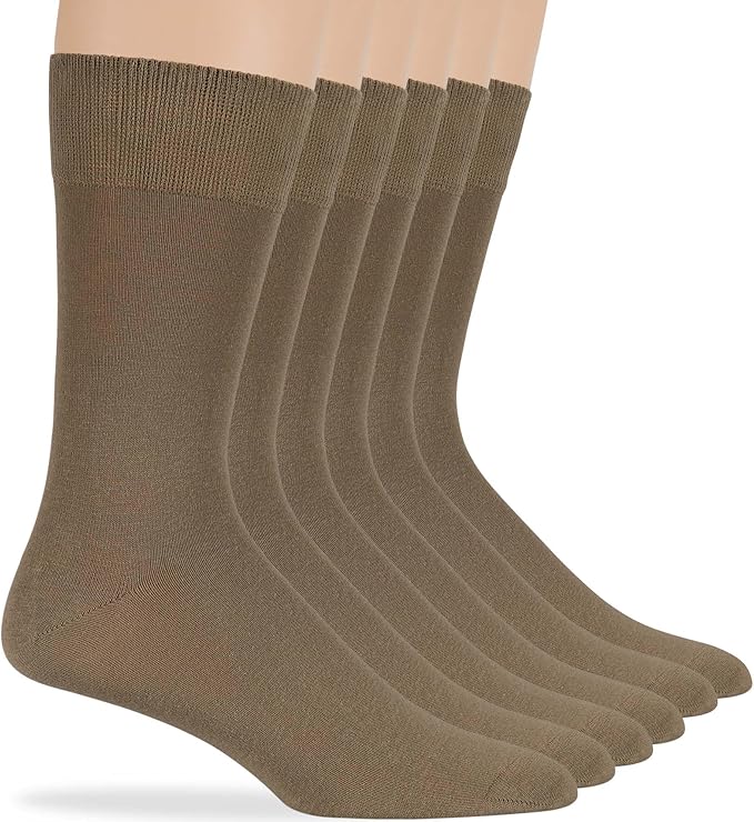 7BigStars Mens Dress Socks – 6 Pairs Crew, Soft Stay Up, Cotton Comfort for Business, Office, Big and Tall, Breathable