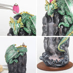 Dragon Backflow Incense Holder Waterfall Incense Burner, with 100 Backflow Incense Cones,1 Mat,1 Tweezers，Aromatherapy Ornamental for Home Office Yoga （Green Dragon）