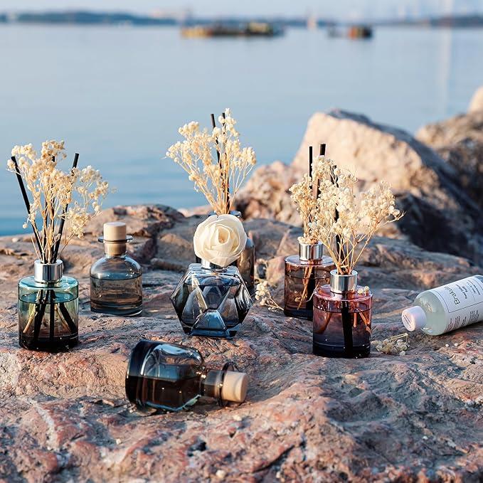 Brakula Reed Diffuser Set, 6.09 fl oz (180 ml)- Bamboo with 8 Reed Sticks, Home Fragrance Reed Diffuser for Bathroom Shelf Decor