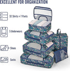Veken 8 Set Packing Cubes for Travel Essentials, Suitcase Organizer Bags in 4 Sizes, Carry-On Luggage Accessories with Large Laundry & Hanging Toiletry Bag, Must-Have for Airplane, Road Trip & Camping