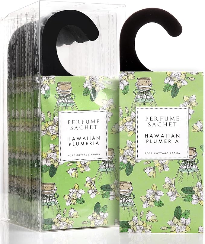 Large 12 Packs Hawaiian Plumeria Hanging Closet Air Freshener Scented Sachets Long Lasting Smell Goods