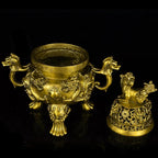 Top Brass Incense Burner & Holder Censer - Handmade for Home Decor, Meditation Decor, Spiritual Gifts, Zen Decor, Suitable for Incense Coil and Incense Cones,Chinese New Year Decoration (Large)