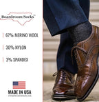 Merino Wool Mid-Calf Dress Socks for Men, Ribbed Dress Socks