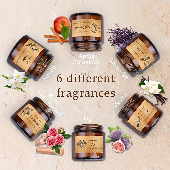 6 Pack Candles for Home Scented, Aromatherapy Jar Candles Gift Set for Women, Long Lasting Burn Soy Wax Candle, Scented Candle Gift Set for Birthday Easter Mother's Day