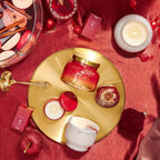 Capri Blue Glimmer Mini Tin - Apple Scented Candle with Mini Candle Holder - Soy Wax Blend - Capri Blue Apple Cider Social Red and Gold (3 oz)