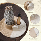 4 in 1 Incense Holder, Ceramic Incense Stick and Palo Santo Holder,Sage Holder for Burning- 5.5" Ceramic Ash Catcher Tray for Meditation and Yoga Room (Sand)