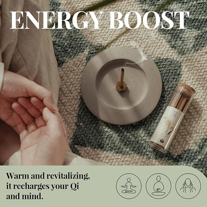 Energize & Focus - Innergy Ginseng Incense Sticks, Natural Herbal Blend for Focus and Energy, 55 Min Burn