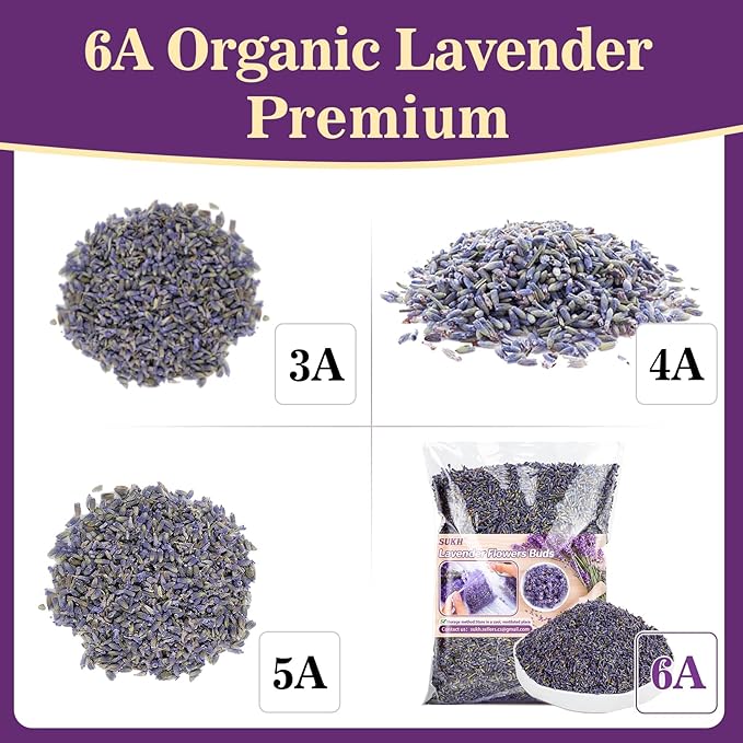 Sukh 200g Dried Lavender Buds- Organic Flowers Sachet for Drawers and Closets Flowers Bags Scents Lavender Sachet Bags Bulk