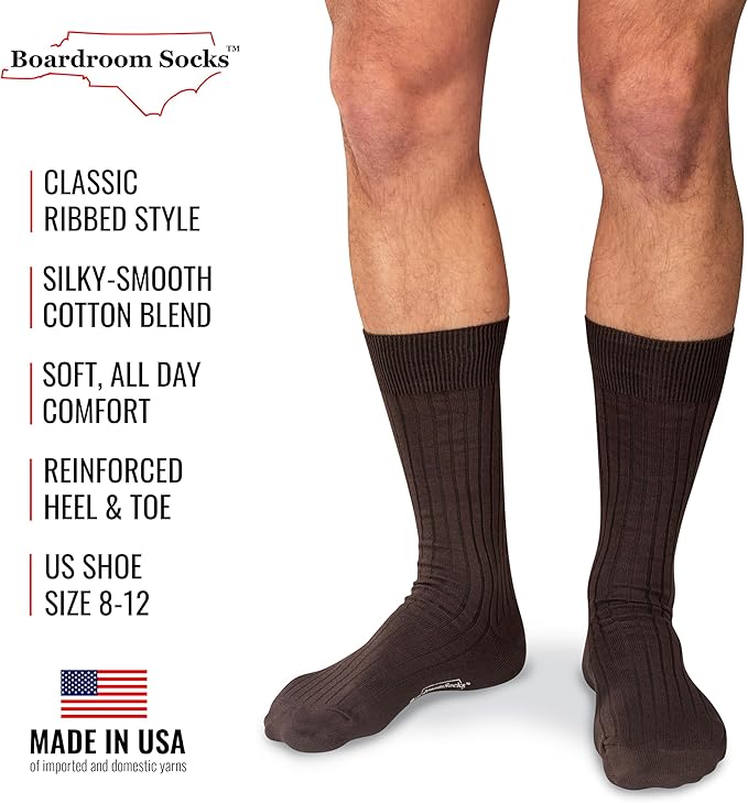 Cotton Dress Socks for Men – Comfortable Men’s Executive Socks – Classic Mid-Calf Dress Socks by Boardroom Socks