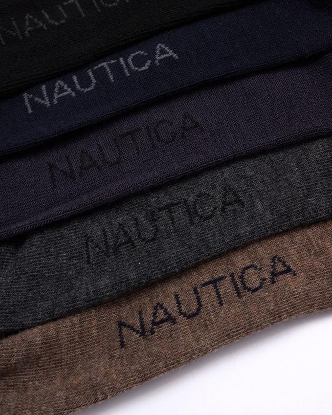 Nautica Mens Dress Socks - 10 Pack Breathable Stretch Crew-Length Work Socks for Men for Business Formal Wear (Sizes: 6-12.5)