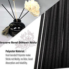 Resafy Reed Diffuser Sticks, Jecnovo Pack of 100 Fiber Sticks with Handmade Linen Bag, Safe and Non-Toxic, 9 Inches Long 3mm Diameter Aromatherapy Diffusers for Home, Spa and Office(Black)