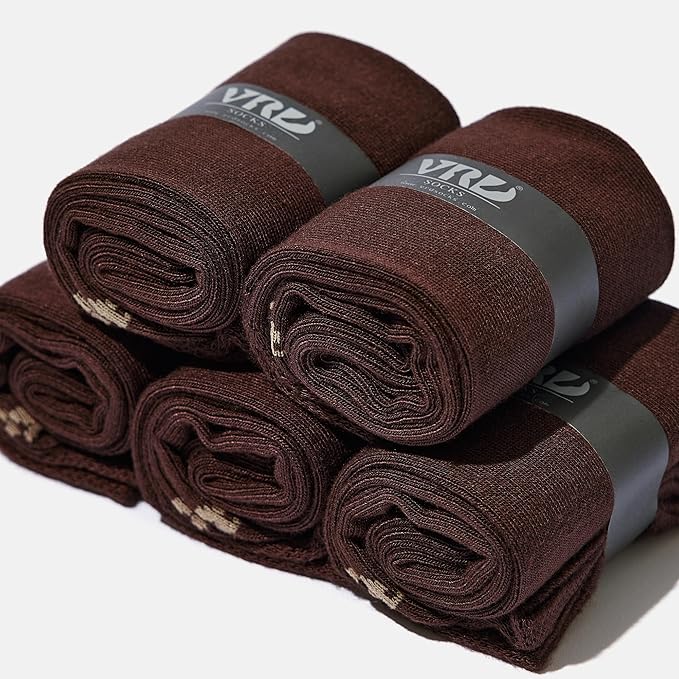 VRD Men’s Dress Socks, Bamboo 5-Pack Mens Socks, Mid Calf Length, Crew Socks Gift for Men Shoe Size 8-13