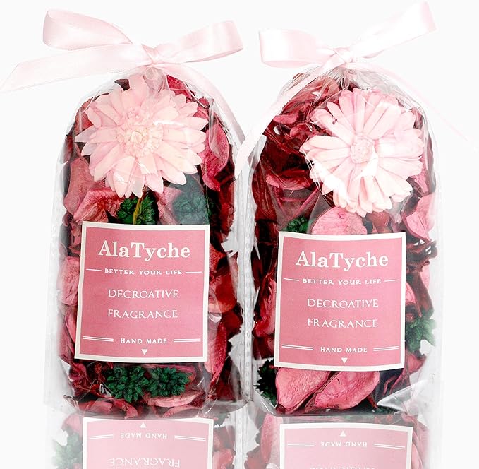 Potpourri Bags, Pink Potpourri Bowl Filler,Rose Scented Dried Flowers, Home Fragrance Sachet Petal(Blush Rose)