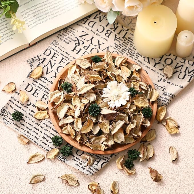 Nuanchu 6 Pcs White Potpourri Bags Potpourri Bowl Filler Chrysanthemum Scented Dried Flowers Petals Home for Closet Drawer Car Fragrance Sachet Holiday Wedding Decor, 12.7oz