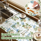 Drawer and Shelf Liner for Kitchen Cabinets Non Adhesive Cabinet Liners Floral Shelf Liners Strong Grip Non-Slip Drawer Liner Waterproof Easy to Clean Cupboard Shelves Dresser Liner 23.6IN x 10FT