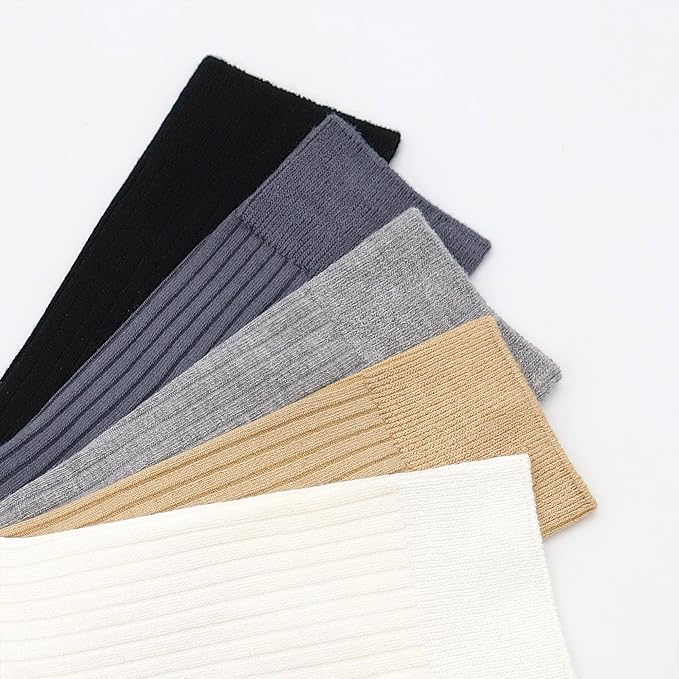 SERISIMPLE Men's Dress Socks - Bamboo Viscose Thin Ribbed Knit, Silky & Soft, Lightweight Business Crew Socks 5 Pairs