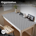 Drawer and Shelf Liner, Non-Slip Kitchen Cabinet Liners Non-Adhesive Thick Strong Grip Waterproof Washable Mats Protect Dresser Shelves Cupboard Bathroom Cabinets, Black & White, 24 in X 10 FT