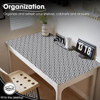 Drawer and Shelf Liner, Non-Slip Kitchen Cabinet Liners Non-Adhesive Thick Strong Grip Waterproof Washable Mats Protect Dresser Shelves Cupboard Bathroom Cabinets, Black & White, 18 in X 30 FT