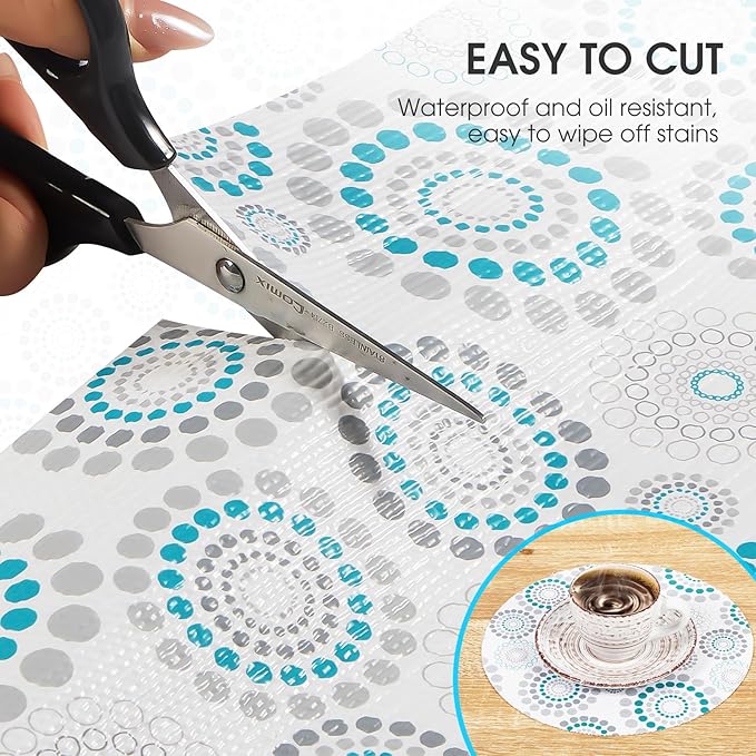 Drawer and Shelf Liner, Non-Slip Kitchen Cabinet Liners Non-Adhesive Thick Strong Grip Waterproof Washable Mats Protect Dresser Shelves Cupboard Bathroom Cabinets, Spiral, 24 in X 30 FT