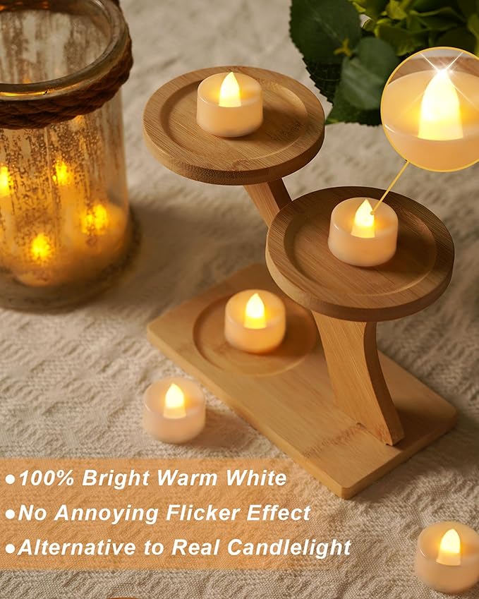 BEICHI 12-Pack Timer Tea Lights Candles Battery Operated, LED Tea Light with Timer, Built-in 6 Hours Flameless Tea Candles, Tea Lights Flickering Votive Candles 1.5'' D x 1.3'' H (Warm White)