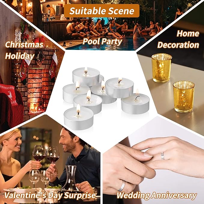 UNBREAKABLE - Tea Light Candles 200 Pack – Unscented Long Lasting 3 Hour Burn – White Smokeless Tealights for Decoration, Holiday, Party, Wedding, Home Use