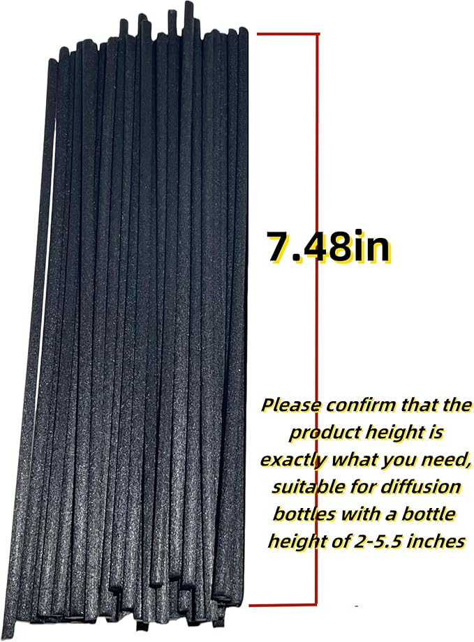200 Black Reed Fiber Diffuser Sticks,Diameter 3.5mm, Length 190mm (7.48 inches), Suitable for Various Essential Oils and Perfume, Lasting, Stable and Diffusing Fragrance