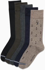 Nautica Mens Dress Socks - 5 Pack Breathable Comfort Stretch Crew-Length Work Socks for Men for Business Formal Wear (6-12.5)