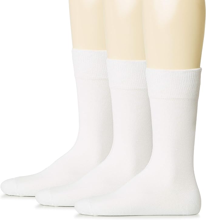 Hugh Ugoli Mens Cotton Dress Socks, Plain Colors, Regular Fit, Crew, Casual Socks, Shoe Size 6 to 15 (3 Pack)