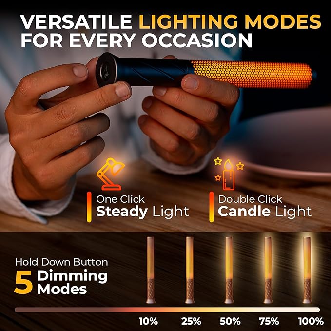 Cordless Table Lamp - Rechargeable LED Candle Light, Modern Bedside Lamp, Portable Battery Powered Desk Lamp, Rechargeable Table Lamp For Bedroom, Patio, Restaurant - Led Candles (2600mAh, Black)