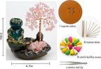 Backflow Incense Holder, Waterfall Incense Burner, Gemstone Money Tree Home Living Room Decorations Office Accessories for Women, Mothers Day Mom Gifts (Rose Quartz)