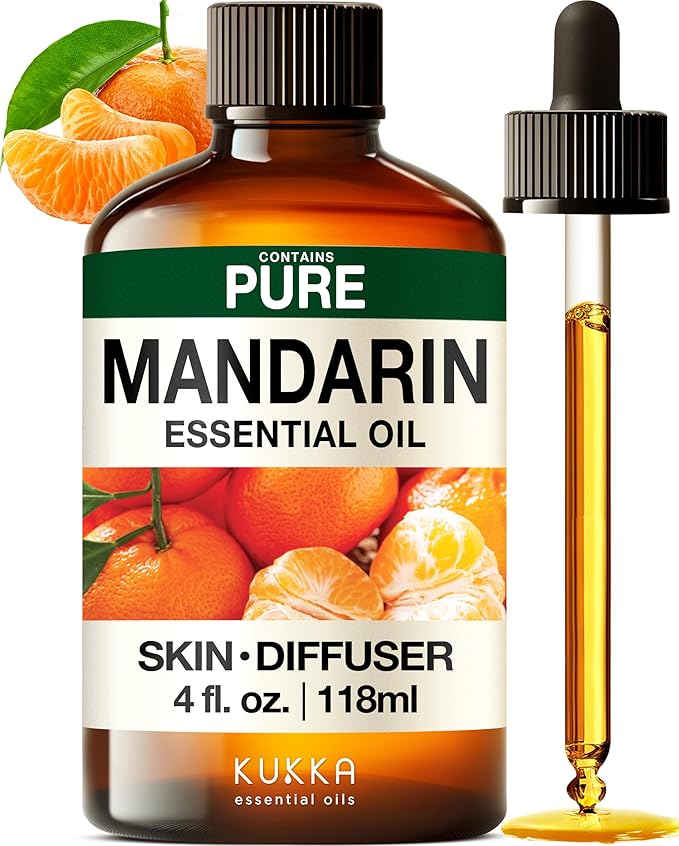 KUKKA Mandarin Essential Oils - 4 Fl Oz - for Hair, Skin, Diffuser, Aromatherapy & DIY Soap Making Scent