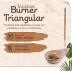 Incense Burner, Triangular Sahumador - Hand-Carved Cement Incense Holder, Ash Catcher for Sticks, Cones, Bombs & Smudges - 1 Piece, Perfect for Smudging, Yoga, and Meditation Accessories