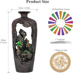 Mountain Waterfall Incense Burner Backflow Incense Burner Incense Fountain Smoke Waterfall with 20 Backflow Incense Cones，Tweezer，Mat (Vase Shape)