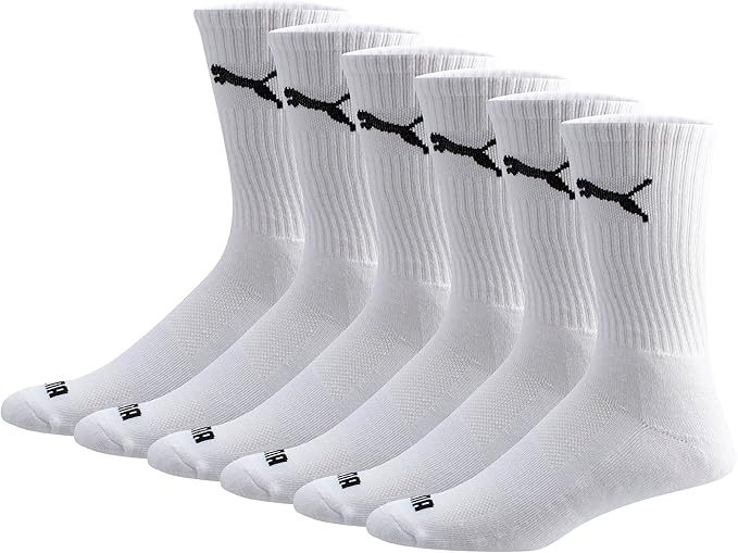 PUMA mens 6 Pack Crew Socks
