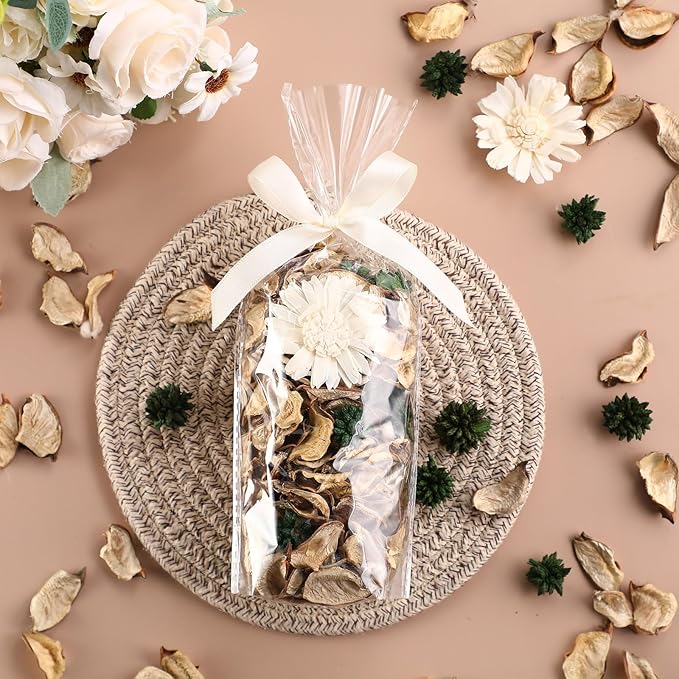 Nuanchu 6 Pcs White Potpourri Bags Potpourri Bowl Filler Chrysanthemum Scented Dried Flowers Petals Home for Closet Drawer Car Fragrance Sachet Holiday Wedding Decor, 12.7oz