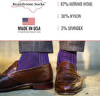 Merino Wool Mid-Calf Dress Socks for Men, Ribbed Dress Socks